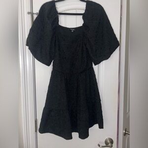 black textured babydoll dress